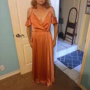 Nine West Orange Cold Shoulder Maxi Dress